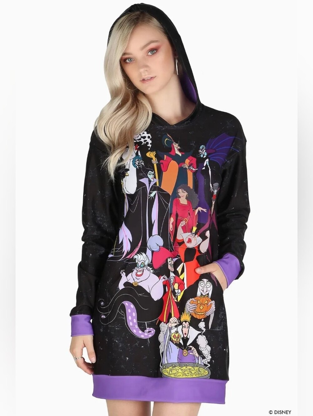 NWT Blackmilk Disney Evil Villains Oversized Slouchy Long Hoodie Dress Size XS